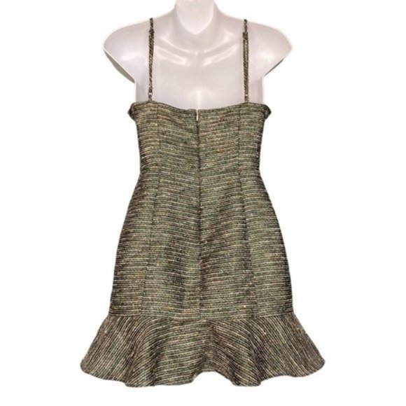 NWT Lovers + Friends Aubrey Metallic Tweed Ruffle Hem Mini Dress - Picture 3 of 7
